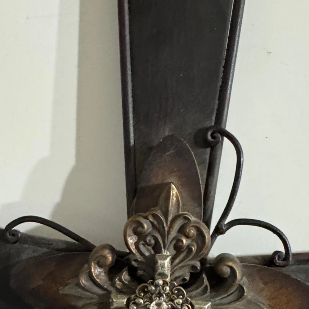 Elegant Large Metal Black and Brown Wall Cross Decor